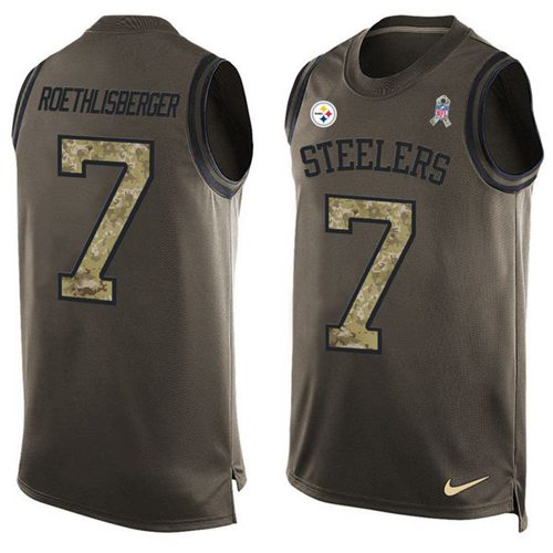 Nike Steelers #7 Ben Roethlisberger Green Men's Stitched NFL Limited Salute To Service Tank Top Jersey - Click Image to Close